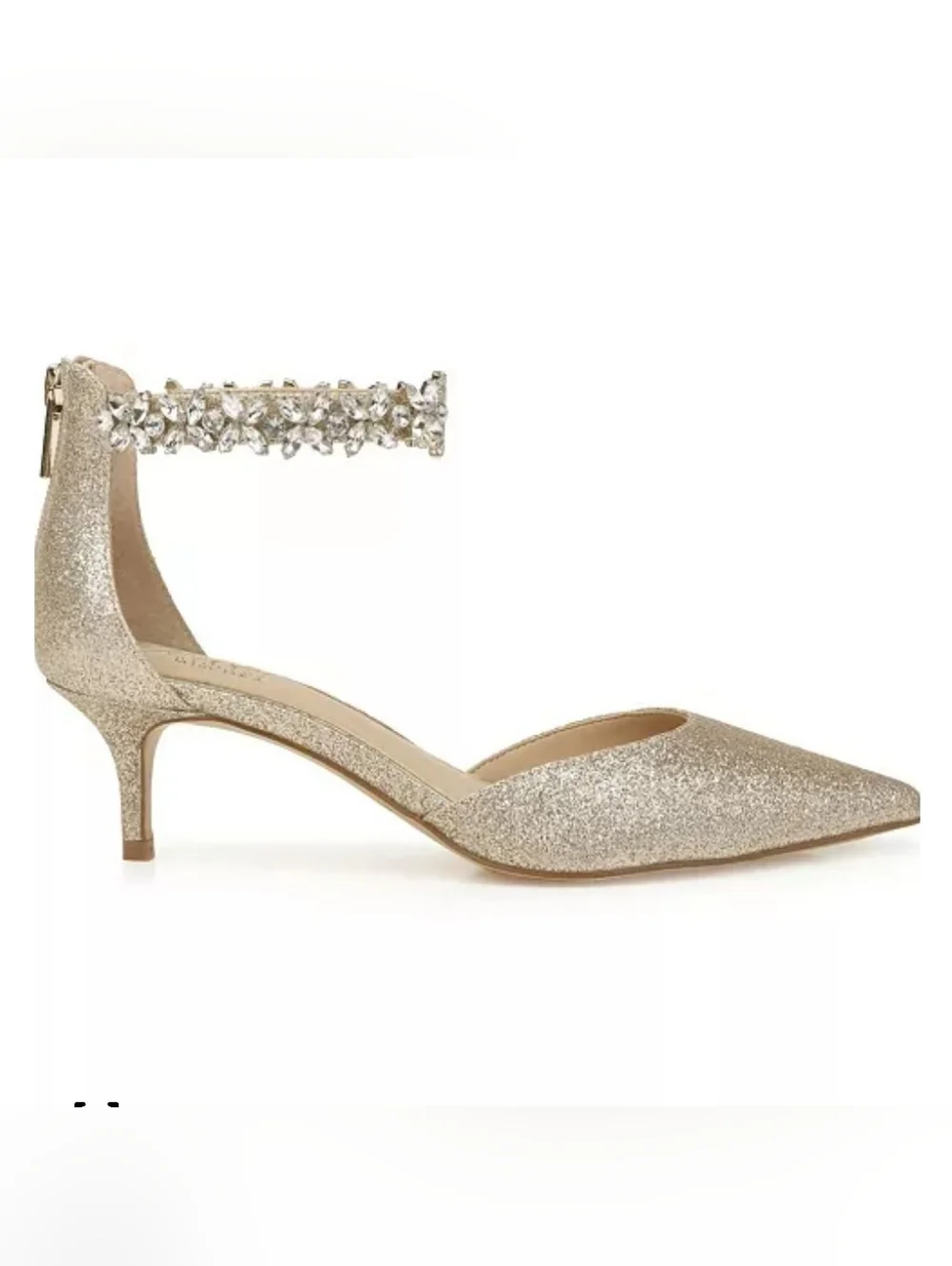 Jewel Badgley Mischka Robles Gold Glitter Embellished Ankle Strap Heels Size 5 N